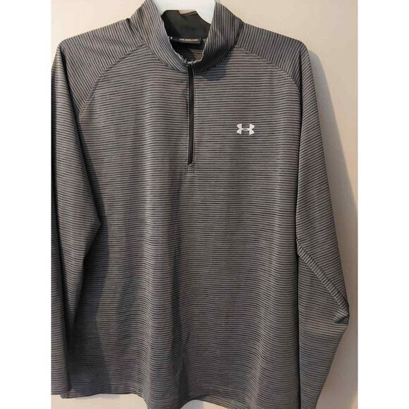 Men's Under Armour 1/4 Zip  Pullover, Gray & Black Stripe Size 2XL - Picture 1 of 6